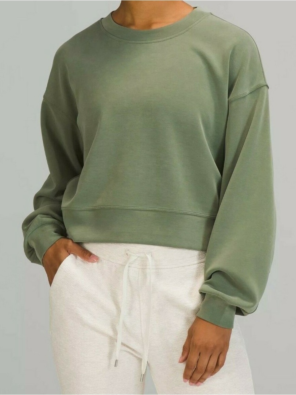Lululemon Perfectly Oversized Cropped Crew Softstreme Green
